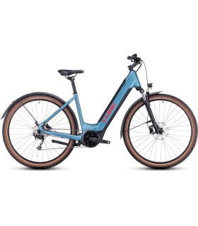 Vélo Tout Chemin électrique Cube Nuride Hybrid Performance 500 Allroad Easy Entry metalblue'n'red 2024