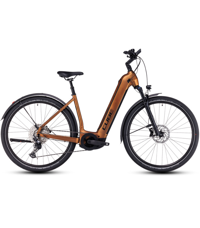 Vélo Tout Chemin électrique Cube Nuride Hybrid EXC 750 Allroad Easy Entry caramel'n'black 2024