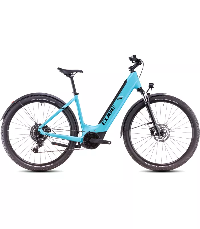 Vélo Tout Chemin électrique Cube Nuride Hybrid Performance 625 Allroad swimmingpool'n'black - Easy Entry 2025