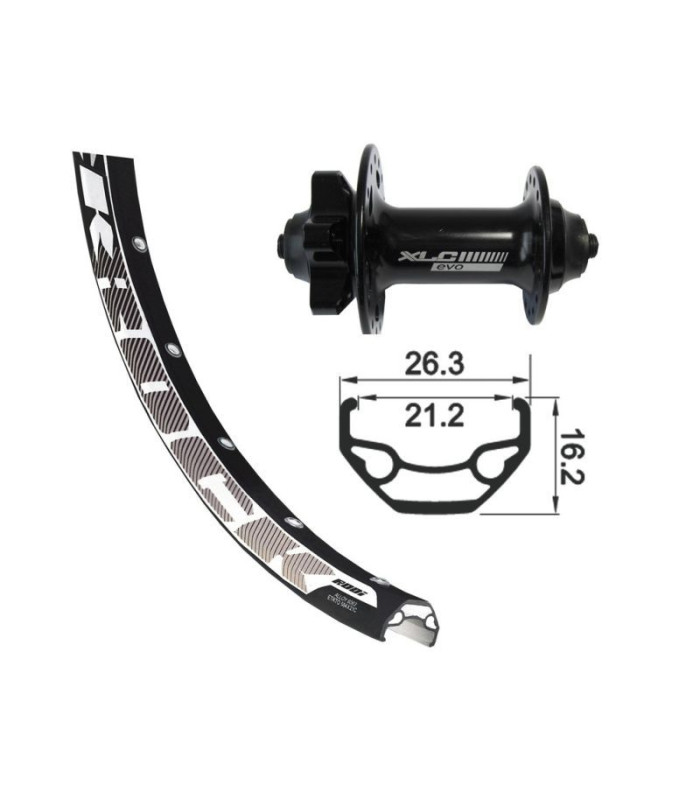 Roue avant 26X1.9 XLC 6 TR.NR, AXE 15 32L D 