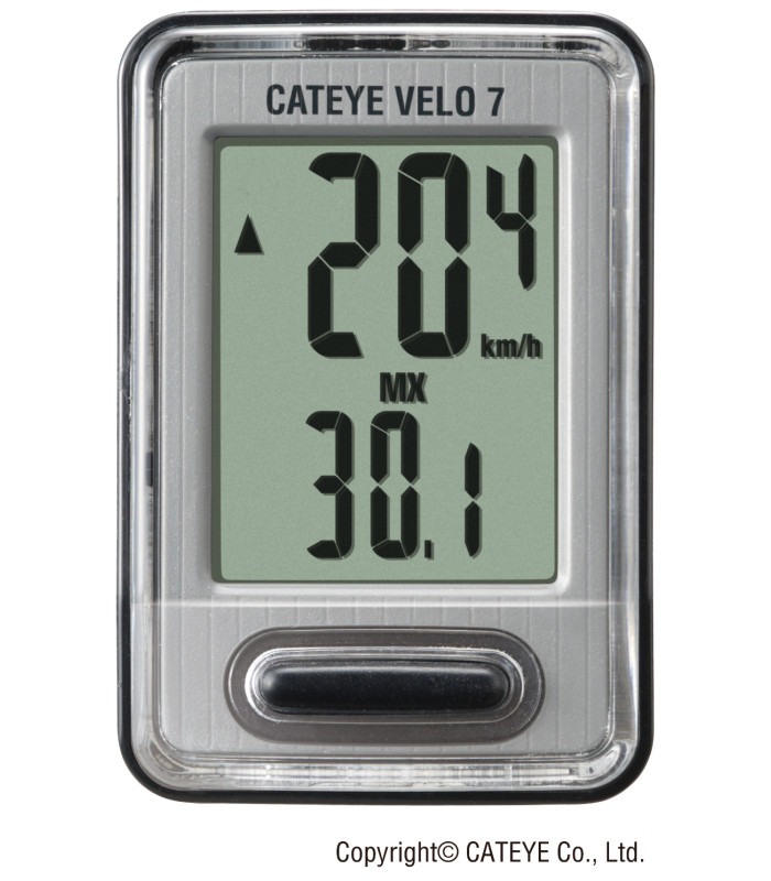 Compteur Vélo Filaire CatEye 7 Fonctions Gris