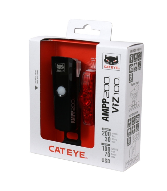 Kit Éclairage Vélo CatEye AMPP 200 & VIZ 100 USB