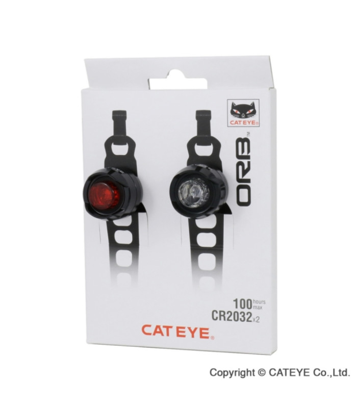 Éclairage Vélo CatEye Orb Rechargeable Avant/Arrière Noir Poli