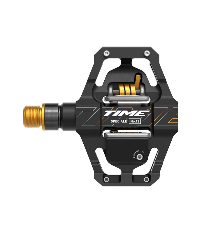 Pédales TIME SPECIALE 12 Small Axe Titane Noir/Or + Cales ATAC 13°/17° B1