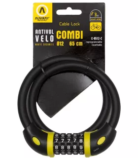 Antivol vélo câble AUVRAY Combi à chiffres 65 Ø 12