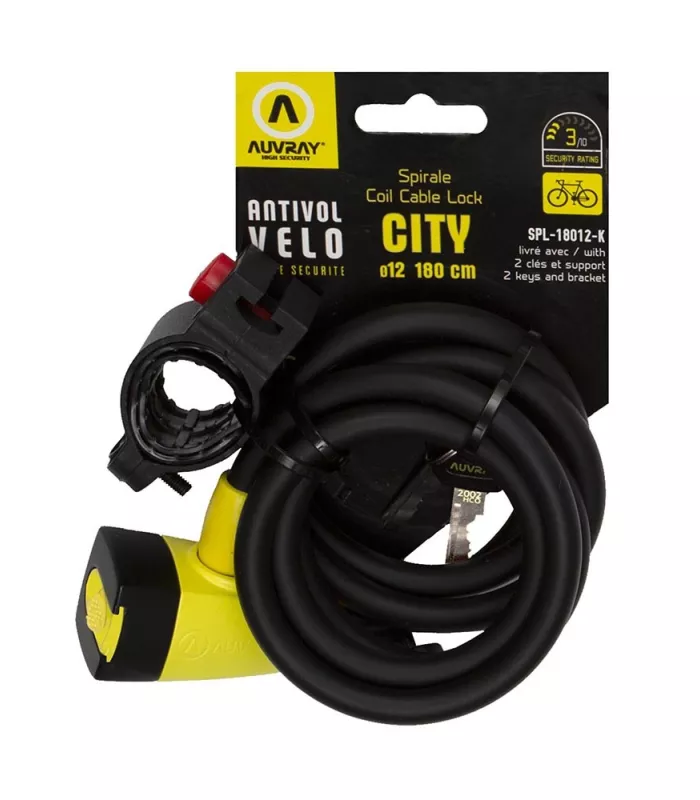 Antivol vélo câble AUVRAY CITY 180 Ø 12